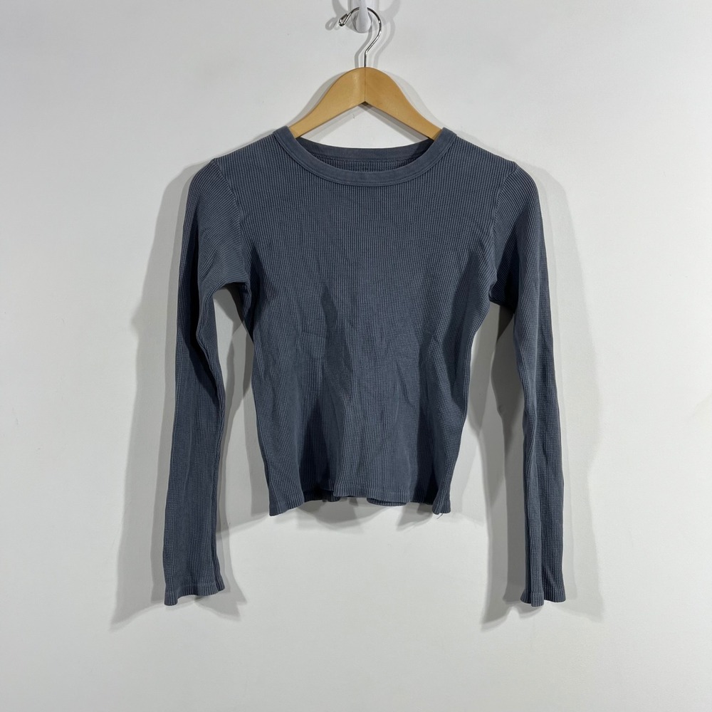 Brandy Melville Y2K Granola Boho Waffle Knit Thermal Long Sleeve Top Small 90s